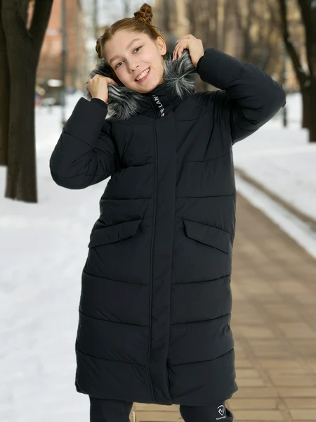 Пальто утепленное для девочек Northland, черный, арт. 130821n16-99