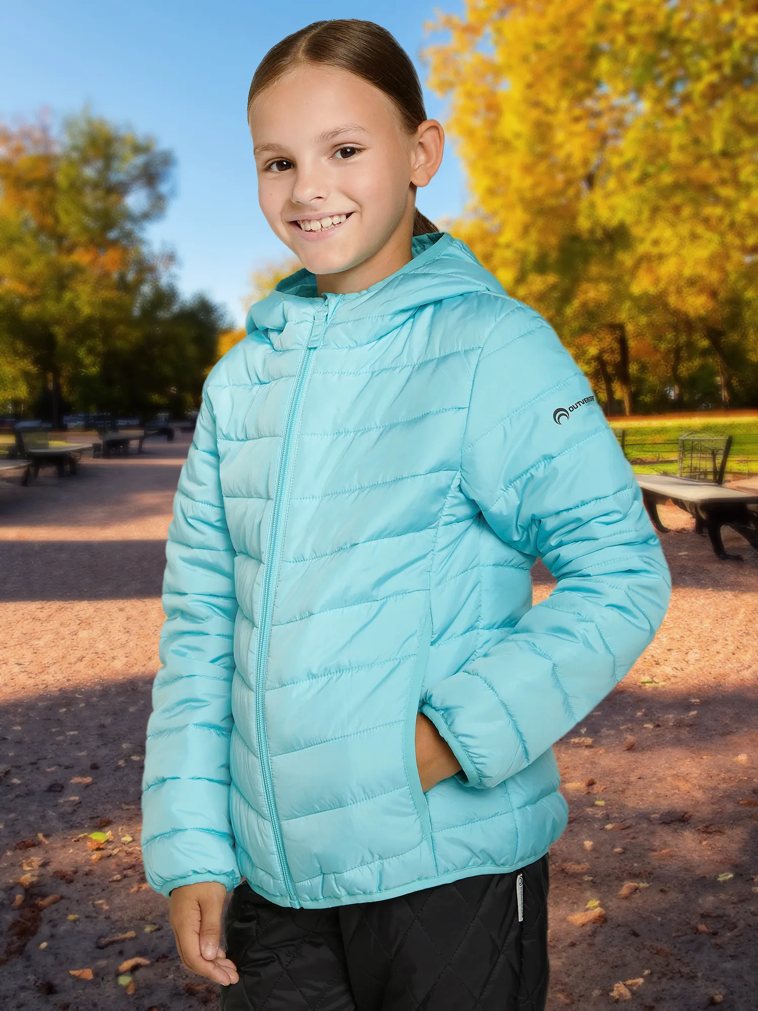 Куртка утепленная для девочек Outventure, голубой, арт. 126615out-n1