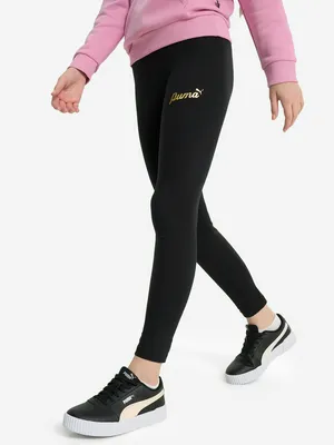 Легинсы PUMA ESS+ Script Metallic для девочек, черный, арт. 682800P0P-01