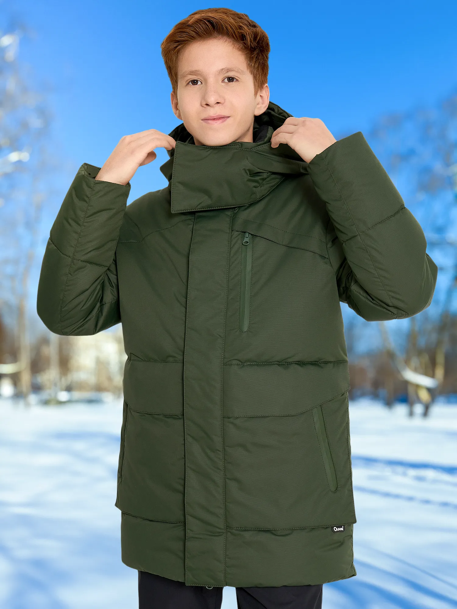 Пуховик для мальчиков Oldos, зеленый, арт. ocaw24jk1t105o1k-oliva
