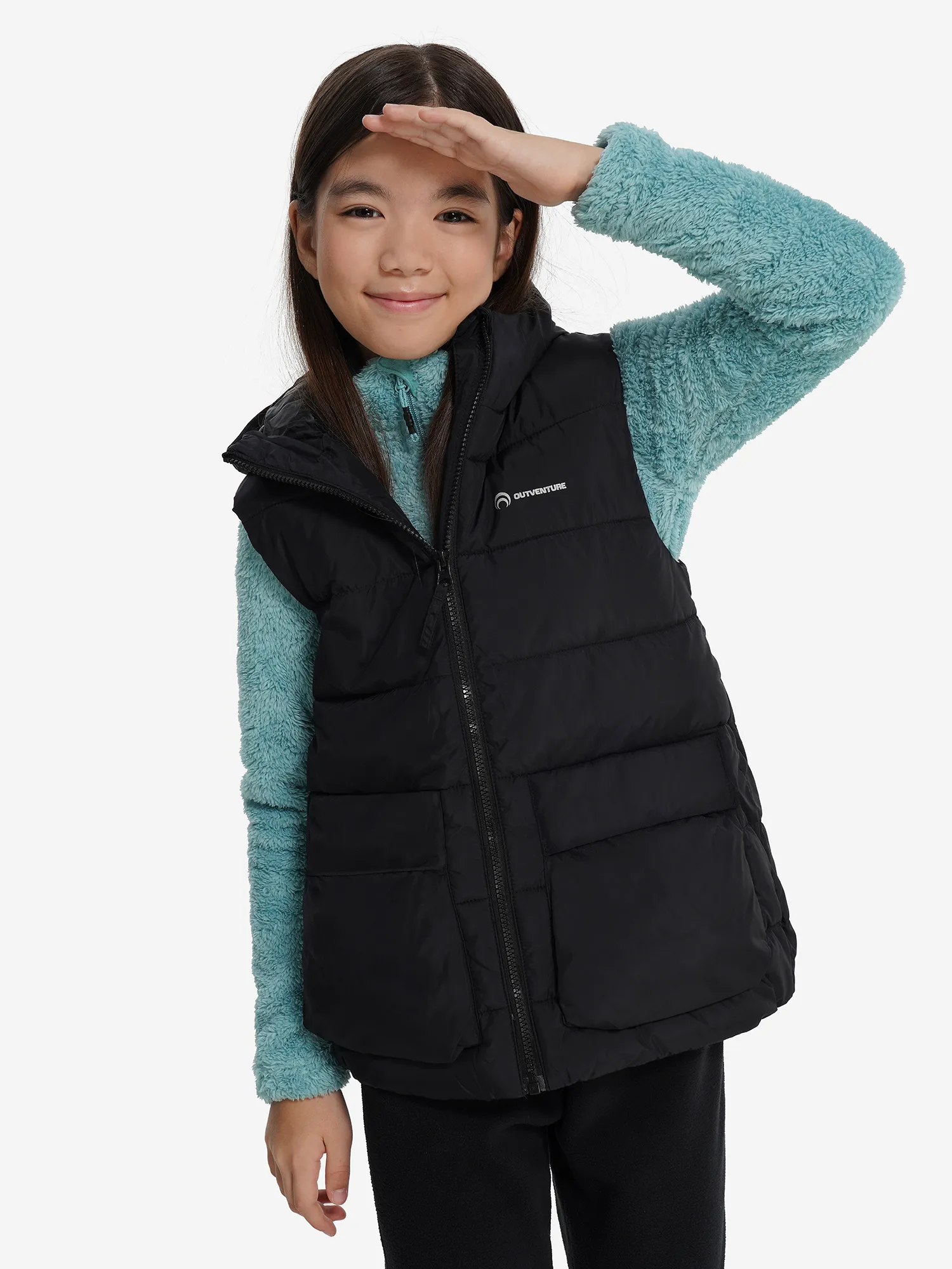 Жилет утепленный для девочек Outventure, черный, арт. 129507out-99