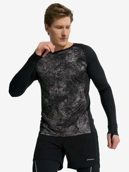 Лонгслив Demix AeroMove Running GFX Mesh, черный, арт. 129836dmx-99