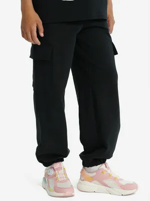 Брюки для девочек оверсайз, черный, арт. 136385DMX-99