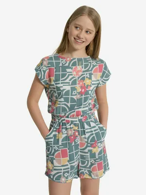 Комбинезон пляжный для девочек, зеленый, арт. 28205