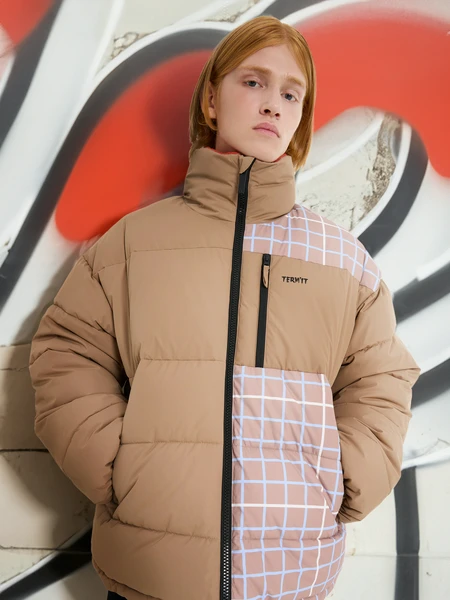 Пуховик двусторонний мужской, бежевый, арт. 131604trt-ch