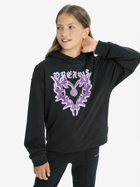 Худи Demix для девочек, черный, арт. 28619