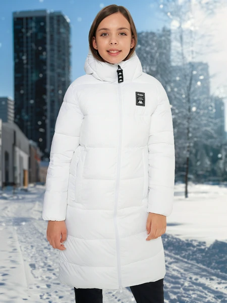 Пальто утепленное для девочек Kappa, белый, арт. 131285kap-00
