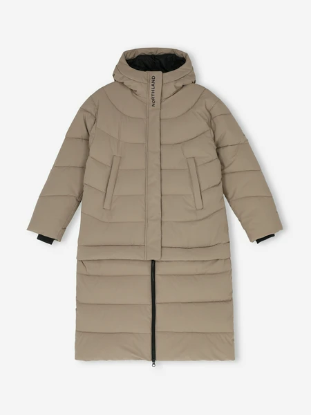 Пальто утепленное для девочек, коричневый, арт. 29100