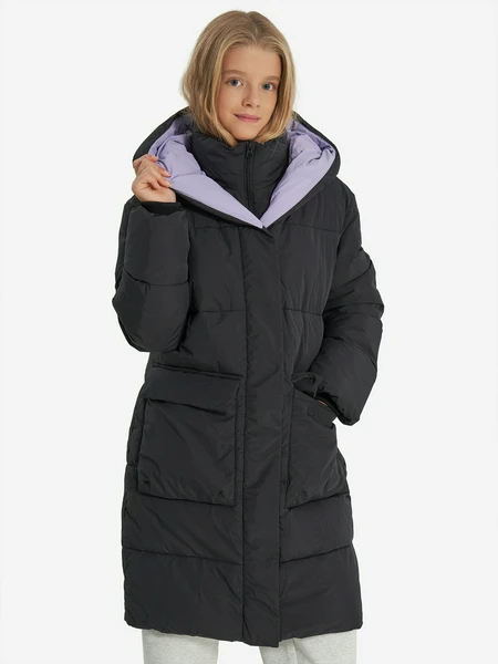 Пальто утепленное для девочек Oldos, черный, арт. 29460