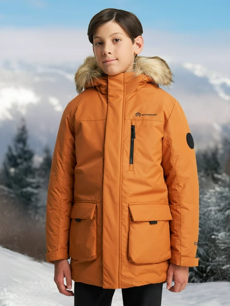 Пуховик для мальчиков Outventure, коричневый, арт. 29489