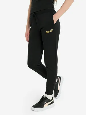 Брюки для девочек PUMA ESS+ Script Metallic, черный, арт. 682799P0P-01