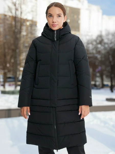 Пальто утепленное для девочек, черный, арт. 130836n16-99