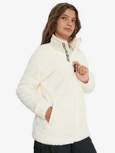 Джемпер флисовый для девочек Northland, бежевый, арт. 29867