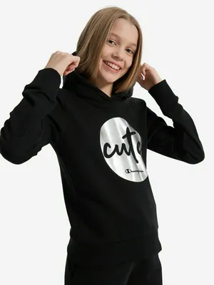 Худи для девочек оверсайз Champion, черный, арт. 405149C0K-KK001
