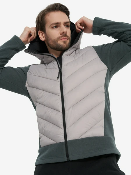 Мужской флисовый джемпер с капюшоном, серый, арт. 30382