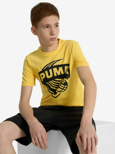 Футболка для мальчиков PUMA Basketball Posterize, желтый, арт. 630822p0p-55