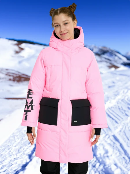 Пальто утепленное для девочек Termit, розовый, арт. 31516