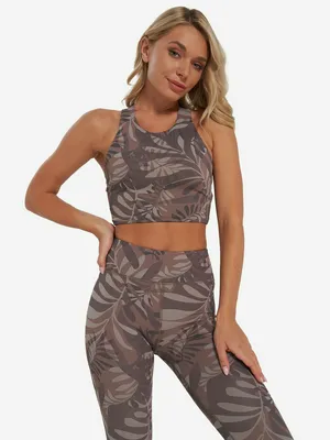 Топ бра спортивный Demix HighFlow Yoga Longline Gfx, коричневый, арт. 143448DMX-T2