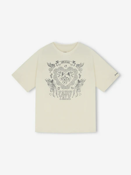 Футболка для девочек оверсайз Demix, бежевый, арт. 142308dmx-01