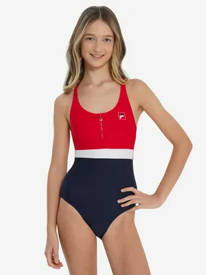 Слитный купальник FILA для девочек, синий, арт. 123408FLA-MH