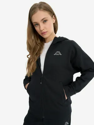 Толстовка женская Kappa с капюшоном на молнии, черный, арт. 34924