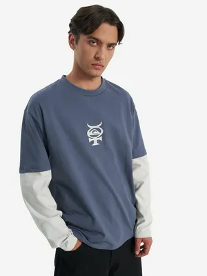 Лонгслив Quiksilver Mercury Layer оверсайз, синий, арт. 34946