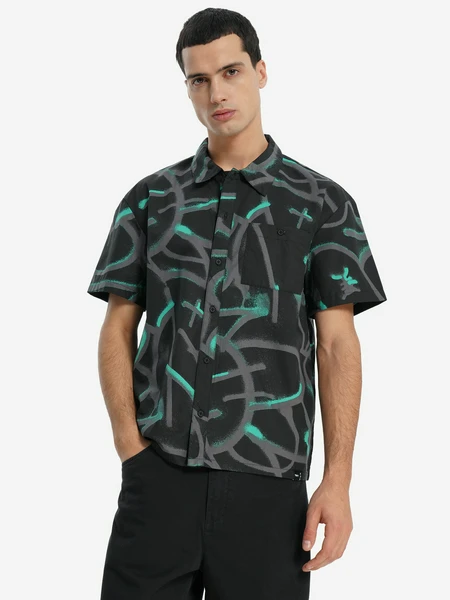 Мужская рубашка оверсайз Termit с коротким рукавом, черный, арт. 142651trt-bu