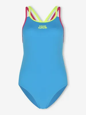 Купальник слитный Mad Wave Crossback, голубой, арт. M146915M41-18WCN