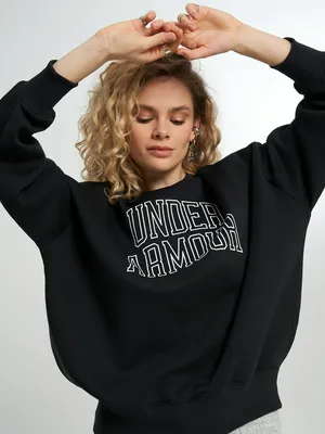 Свитшот женский Under Armour Rival Flc OS Varsity Crew, черный, арт. 6007880U0F-001
