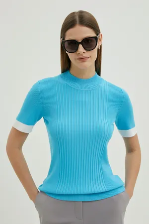 Джемпер Finn Flare с контрастной отделкой, 148 azure, арт. FBE11126