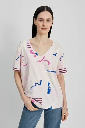 Футболка FINN FLARE с абстрактным принтом, 355 mc rose water, арт. FSD110190