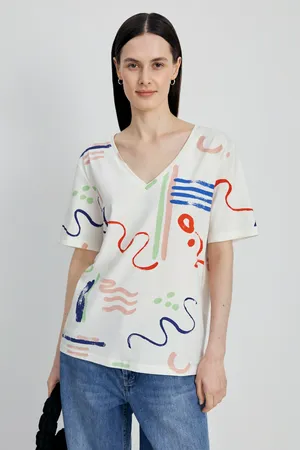 Футболка Finn Flare с абстрактным принтом, белый, арт. FSD110190