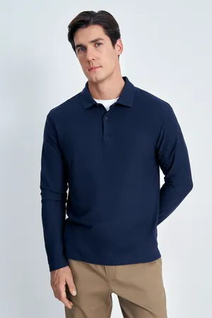 Поло с длинным рукавом FINN FLARE, 101 cosmic blue, арт. FAE21039