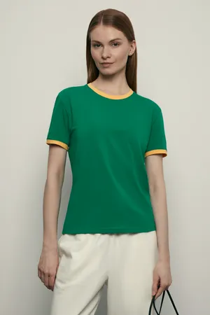Футболка FINN FLARE с контрастной окантовкой, 500 green, арт. BAS-100188