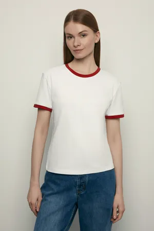 Женская футболка Finn Flare с контрастной окантовкой, 201 white, арт. BAS-100188