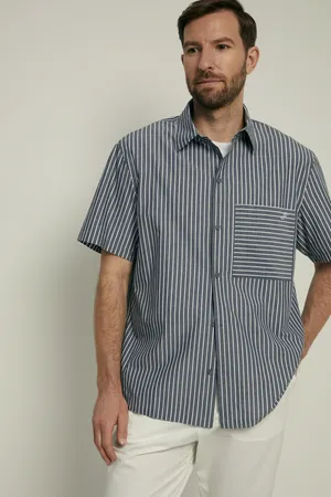 Рубашка FINN FLARE с коротким рукавом свободного силуэта, 101 mc cosmic blue, арт. FSF21009