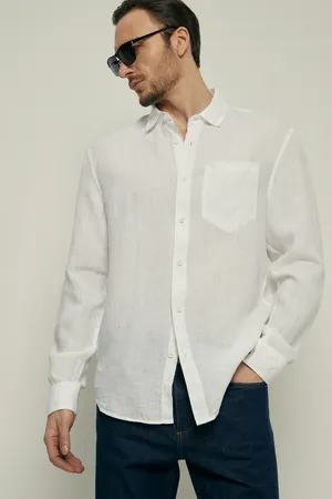 Мужская льняная рубашка FINN FLARE, 201 white, арт. FSF21055