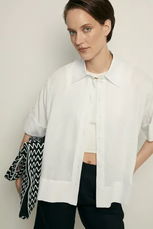 Блузка изо льна Finn Flare, 201 white, арт. FSF11092