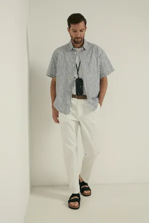 Мужская рубашка в полоску Finn Flare, 101 mc cosmic blue, арт. FSF21063