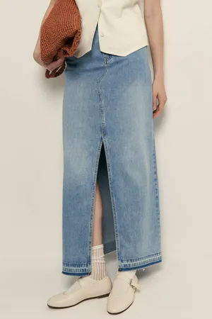 Джинсовая юбка макси FINN FLARE с разрезом, 1261 light denim, арт. FSF15018