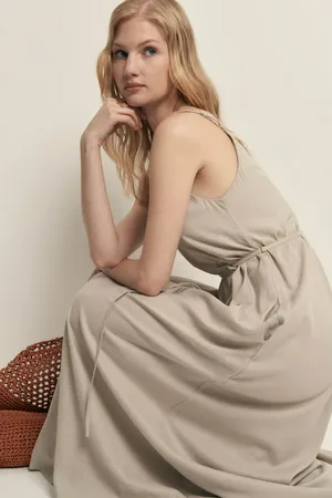 Сарафан FINN FLARE макси льняной с вырезом на спине, 713 grain, арт. FSE11066