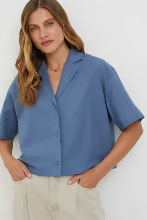 Укороченная блузка FINN FLARE, 110 delta blue, арт. FSF110177