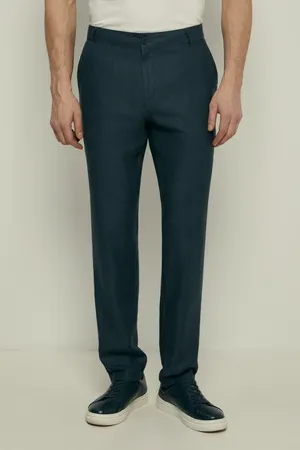 Брюки FINN FLARE зауженного кроя с добавлением льна, 101 cosmic blue, арт. BAS-200158