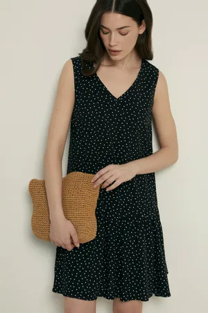 Сарафан FINN FLARE силуэта трапеция с принтом в горошек, 200 mc black, арт. FSF12028