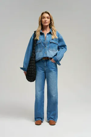 Джинсовая рубашка oversize Finn Flare, 1251 denim, арт. FBG15014