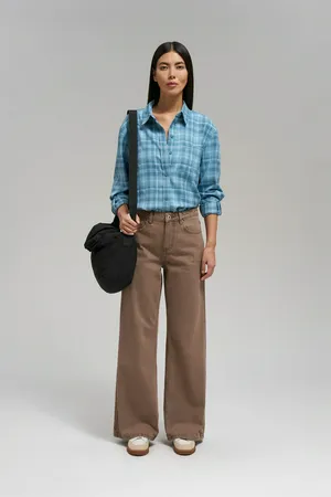 Рубашка FINN FLARE оверсайз в клетку, 186 mc coronet blue, арт. FBG110118