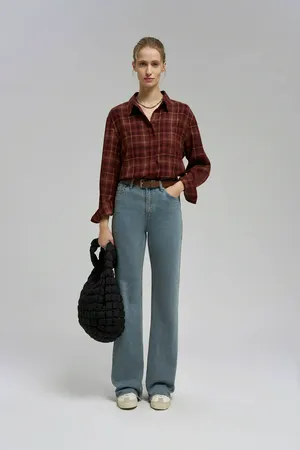 Рубашка оверсайз в клетку FINN FLARE, 376 mc cordovan, арт. FBG110118