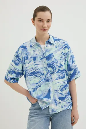 Блузка Finn Flare свободного силуэта, 124 mc cyan, арт. FBE11043