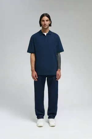 Поло FINN FLARE из хлопка пике с коротким рукавом, 101 cosmic blue, арт. FAF21076