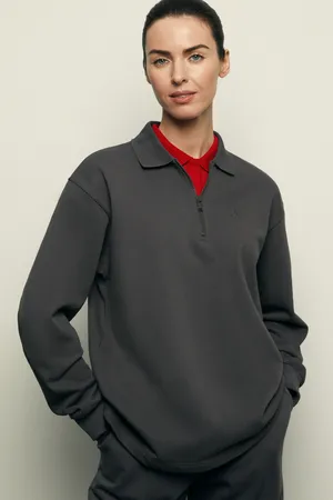 Толстовка FINN FLARE с отложным воротником, 202 graphite, арт. FBF110110